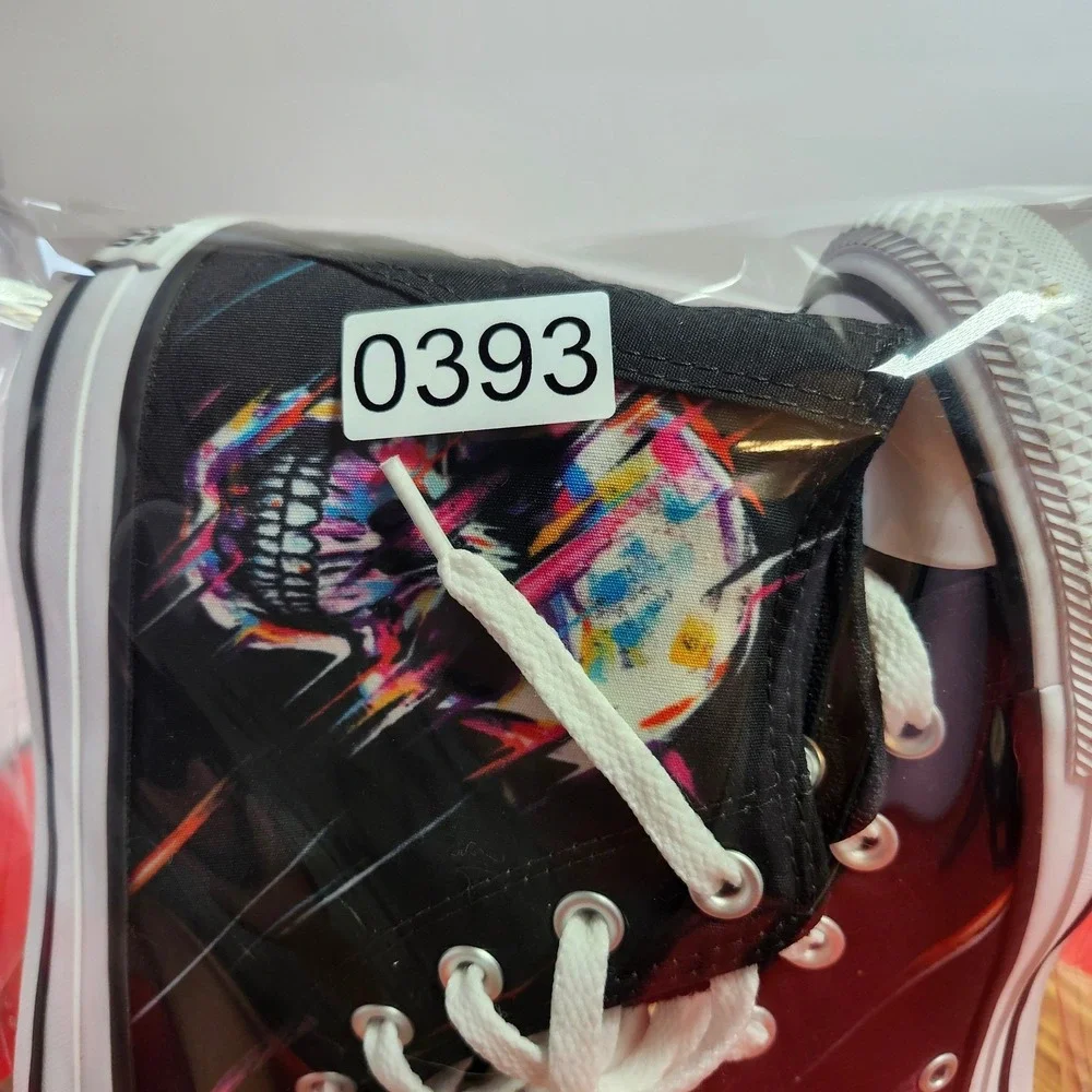 Converse Chuck Taylor All Star High Top Black Skull Graphic Sneakers Multi-Color